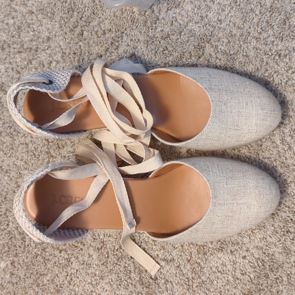 JCrew Factory Lace Up Espadrilles, Gold Shimmer, Size 9, Never Worn - Picture 2 of 4